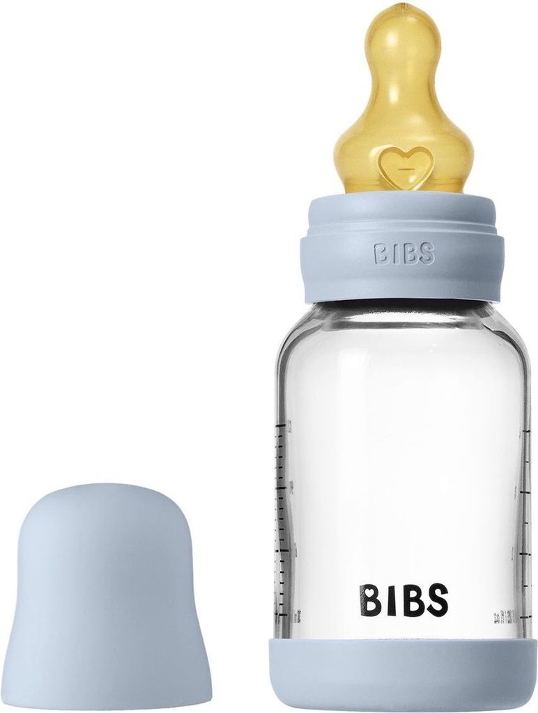 Bibs Glas-Flasche Baby Bottle Round 120 ml + Latex-Trinksauger