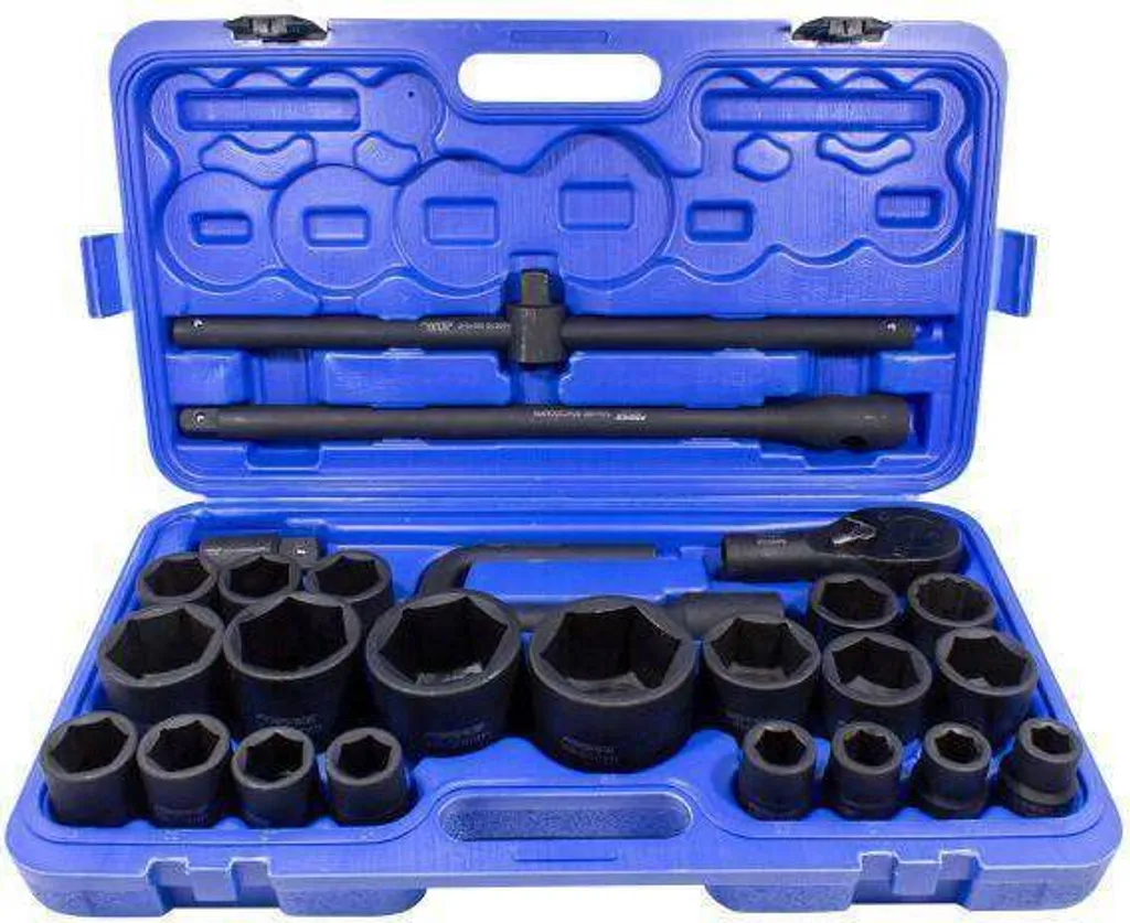 Kit douilles 6 pans Forcekraft 26 pièces en acier forgé 3/4 pouce et 1"
