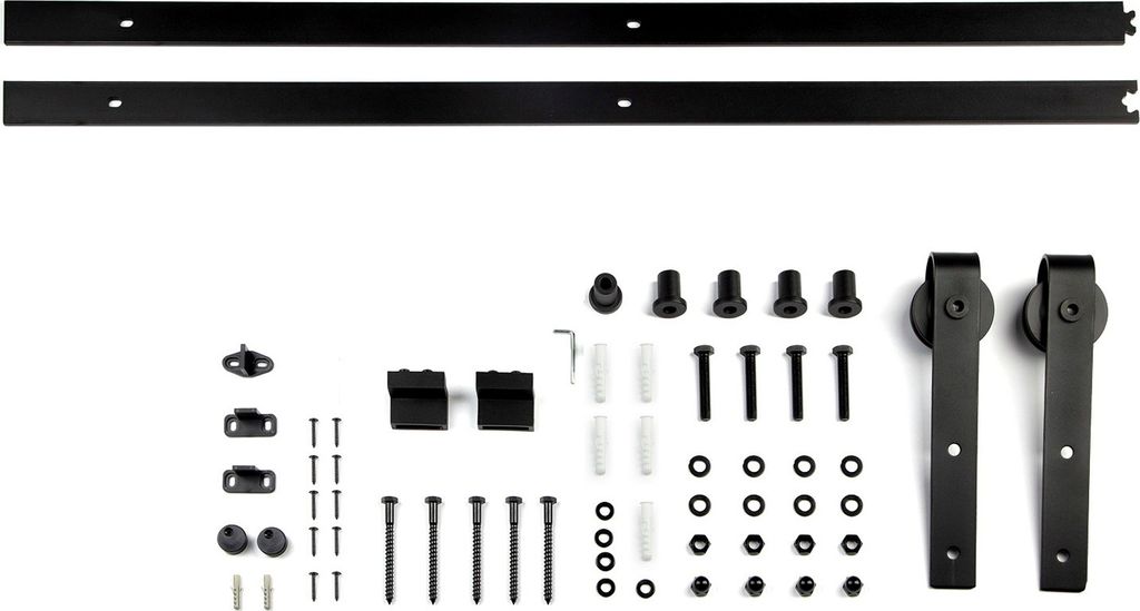 Schiebetüren Set LOUNGE-1 2tlg. 2 m (seitlich anschraubbar) schwarz Schiebetürbeschlag Laufrollen-Ø 70 mm von Sotech