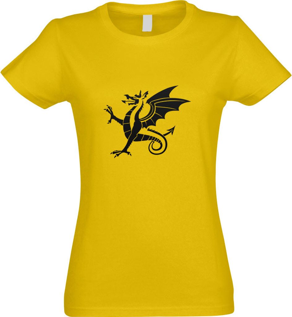 Kiwistar - T-Shirt tailliert - Damen - gelb - Anglo Saxon White Wyrm - mit Motiv Bedruckt - Funshirt Design - Sport - Freizeit - Damen - XXL
