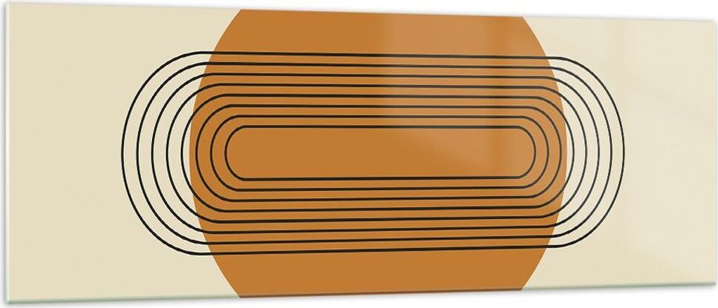 Bilder auf glas - Einteilig - Stück Geometrisch Orange - 140x50cm - Glasbilder - Wandbilder - Bilder - zum Aufhängen bereit - Wanddekoration aus ...