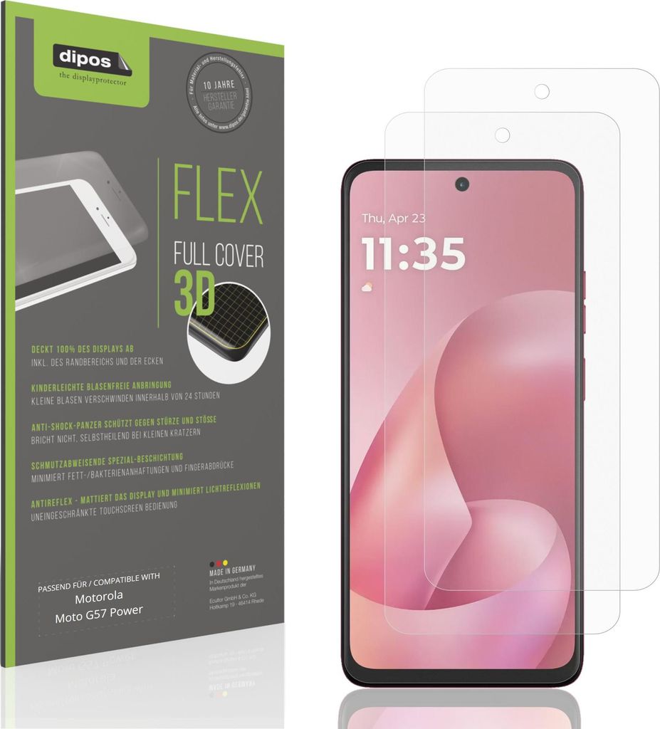 2x Full Cover Schutzfolie matt für Motorola Moto G57 Power Panzerfolie Anti-Shock
