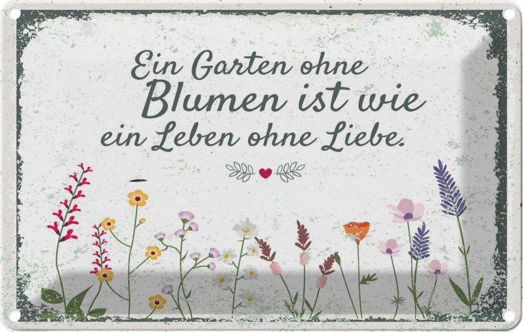 vianmo Blechschild 12x18 cm Garten ohne Blumen Leben Liebe
