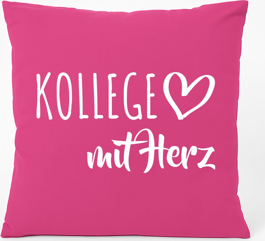 Huuraa Kissen Kollege mit Herz 40x40cm mit Füllung Fuchsia Baumwolle Dekokissen Geschenkidee