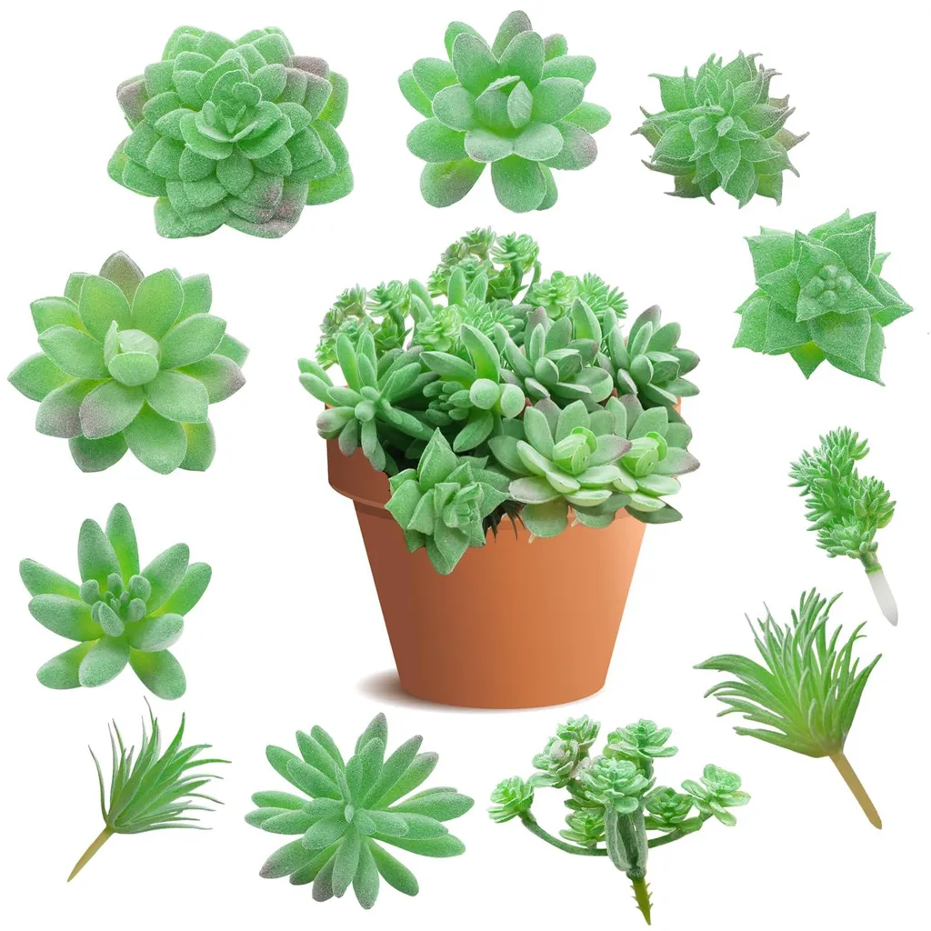Lot de 11 plantes succulentes artificielles sans pot pour décor DIY mini