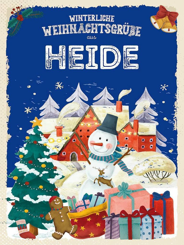 vianmo Holzschild 40x30 cm Weihnachtsgrüße aus HEIDE