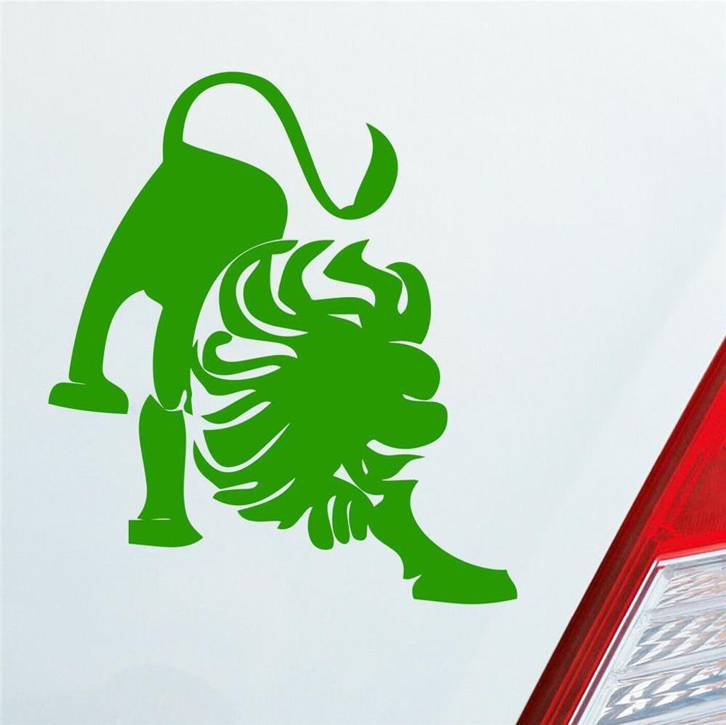 Auto Aufkleber Sternzeichen Löwe Lion KFZ Roller 9x10 cm Hellgrün Sticker Heckscheibenaufkleber