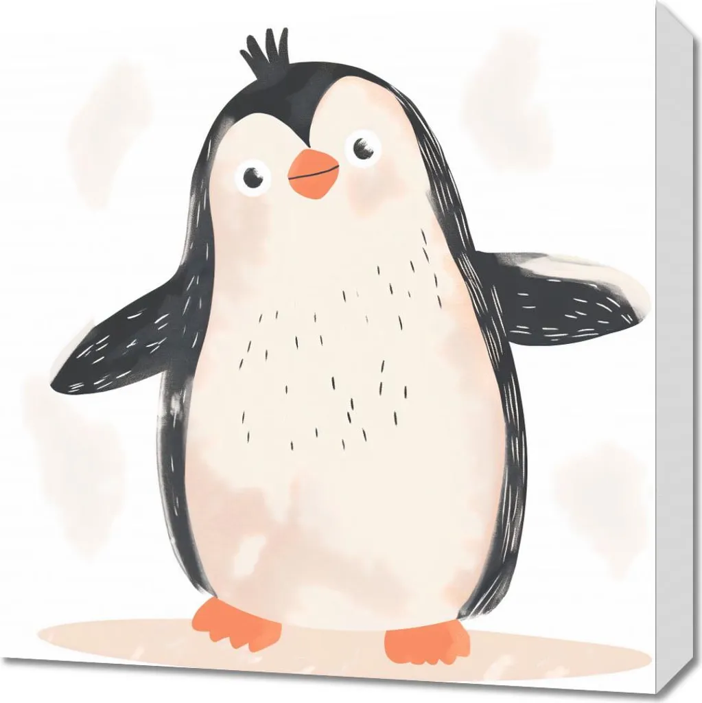 Idee Regalo Nascita: Quadro 50x50 Piccolo Pinguino Felice