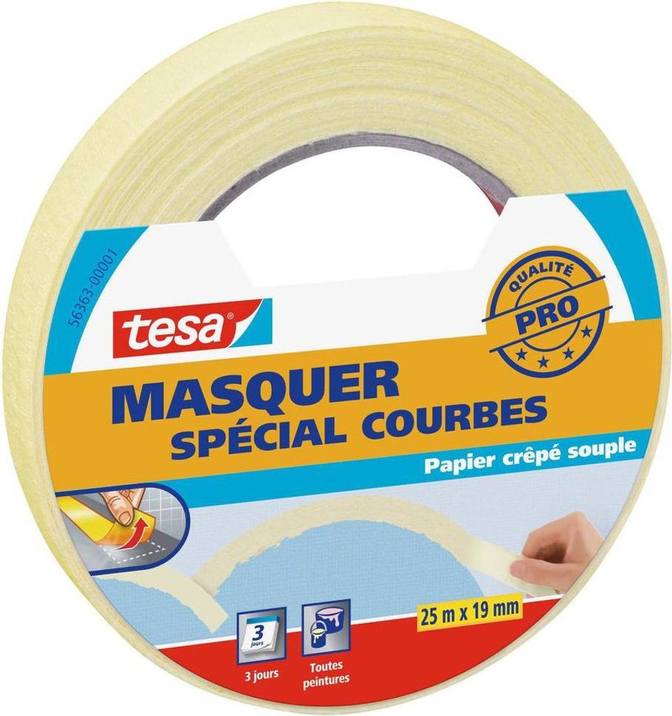 Tesa Malerband 25m x 19mm - Hochwertige Abdeckband für präzises Arbeiten