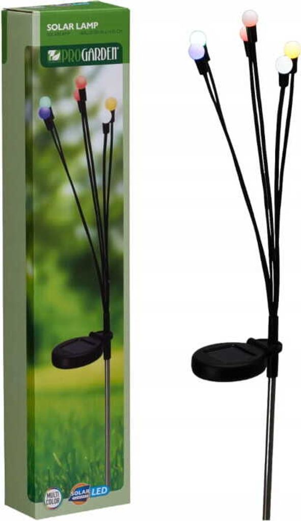 Solar-Gartenlampe mit farbigen LED-Kugeln 6 Lichtpunkte 70cm