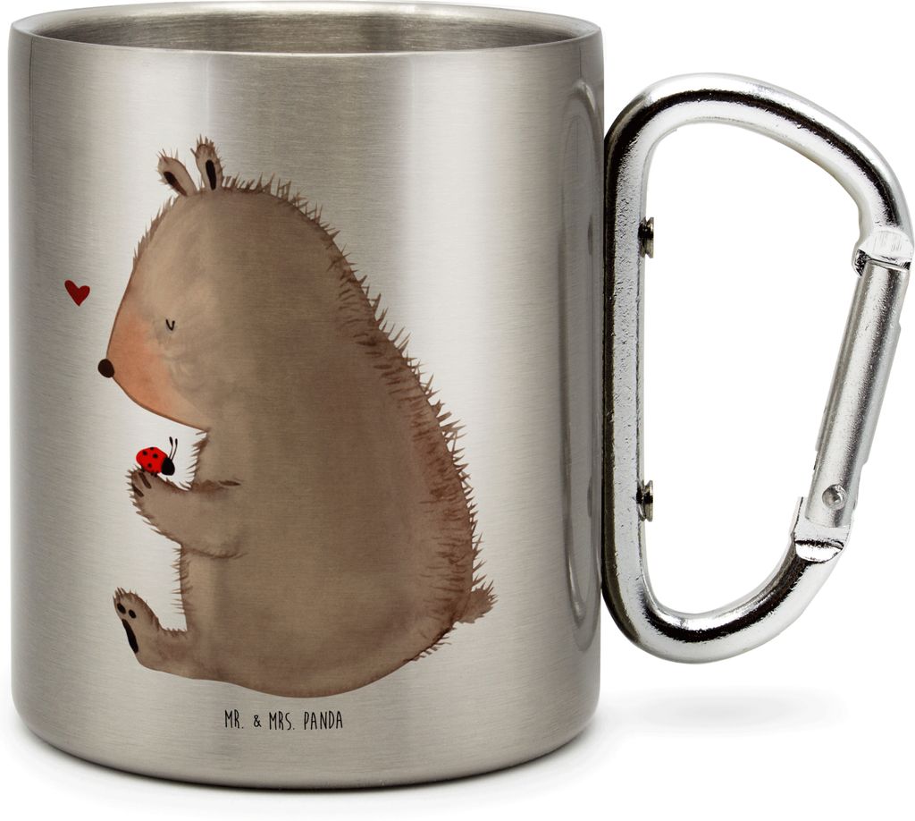 Mr. & Mrs. Panda Thermobecher Bär Marienkäfer - Transparent - Geschenk, Isolierbecher, Teddy, Liebe, Teebecher, Motivation, Das Leben Ist schön,...