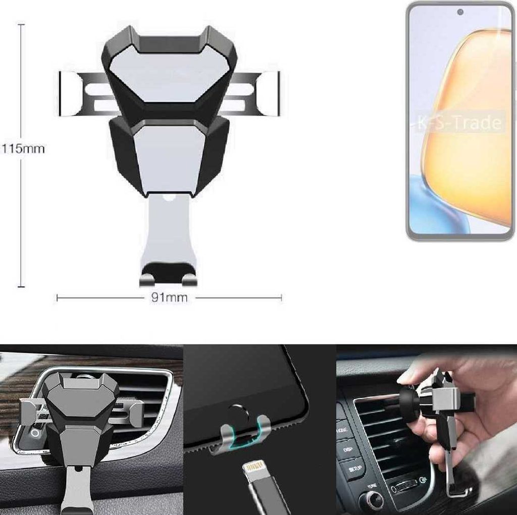 K-S-Trade Lüftungshalterung kompatibel mit Vivo Y58 5G kompakte Handy-Halterung Lüftungsschlitz Lüftungsgitter Autohalterung KFZ Auto-Halterung