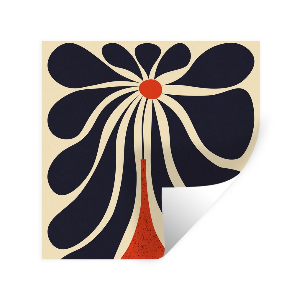 MuchoWow Wandtattoo Wandsticker Wandaufkleber Blumen - Vase - Pflanze - Rot 50x50 cm Selbstklebend und Repositionierbar - Selbstklebend - Fototap...