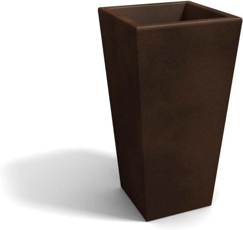 Grand pot carré marron design moderne 41x41 cm hauteur 90 cm extérieur
