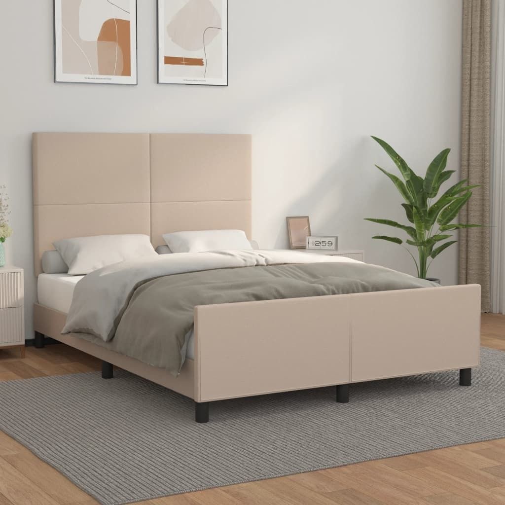 The Living Store Bettgestell mit Kopfteil Cappuccino-Braun 140x200 cm Kunstleder