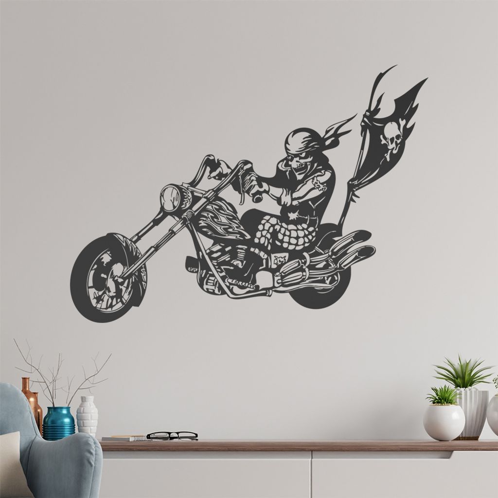 Biker Flag Wandtattoo in 6 Größen - Wandaufkleber Wall Sticker - Dekoration, Küche, Wohnzimmer, Schlafzimmer, Badezimmer