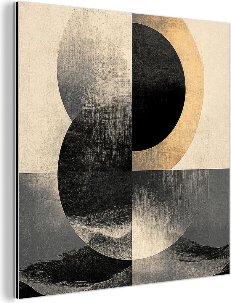 MuchoWow Wanddekoration Metall Metallbild Wandkunst 90x90 cm Kreise - Schatten - Abstrakt MuchoWow Aluminium Gemälde - Dekoration - Industrial - M...