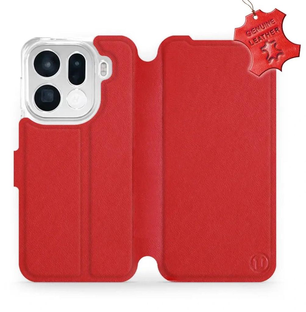 Echtleder Handyhülle für Oppo Find X9 Pro, Mobiwear Leather, Rot