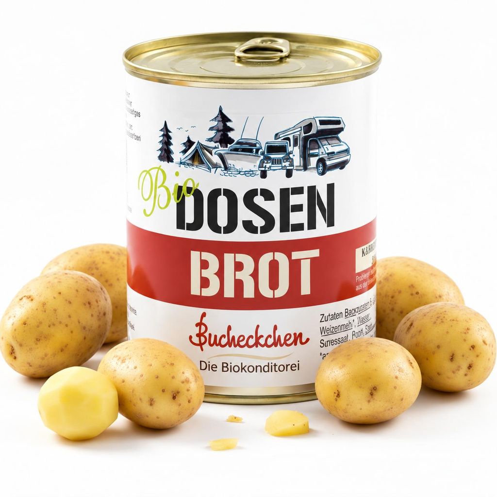 Dosenbrot Kartoffelbrot 6x400g Vegan Brot 5 Jahre haltbar Produktbild  KI-generiertes Bild