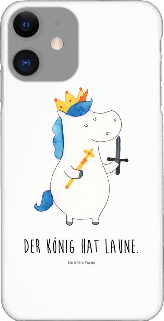Mr. & Mrs. Panda Iphone 11 Handyhülle Einhorn König mit Schwert - Weiß - Geschenk, Ritter, Unicorn, Handy Case, Smartphone Hülle, Mittelalter, ...