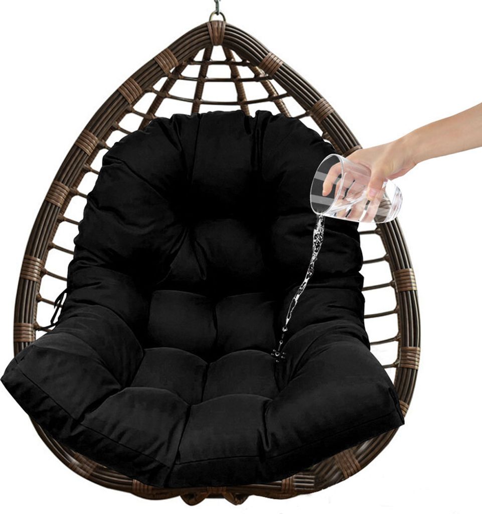 (Schwarz, 90 * 120 cm) Wasserdichte Hängematten-Stuhlkissen, Schaukel-Hängekorb-Stuhl-Sitzkissen, für Indoor-Outdoor-Lounge-Terrasse
