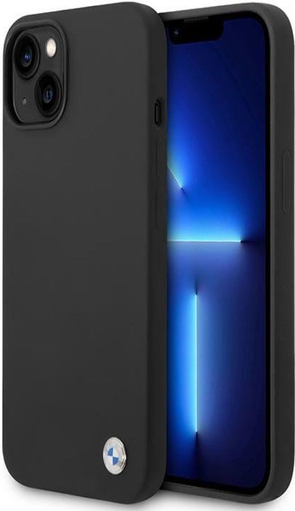 BMW Liquid Silicone Case Metall-Logo - iPhone 14 Hülle (Schwarz)
