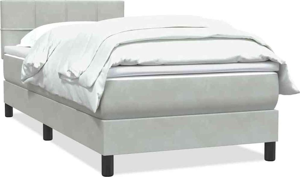 Boxspringbett mit Matratze Hellgrau 80x210 cm Samt