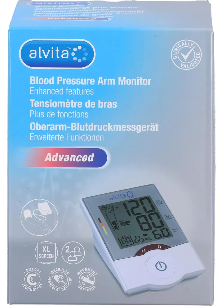 Tensiomètre de Bras Alvita Advanced pour Suivi de l'Hypertension 1 pc