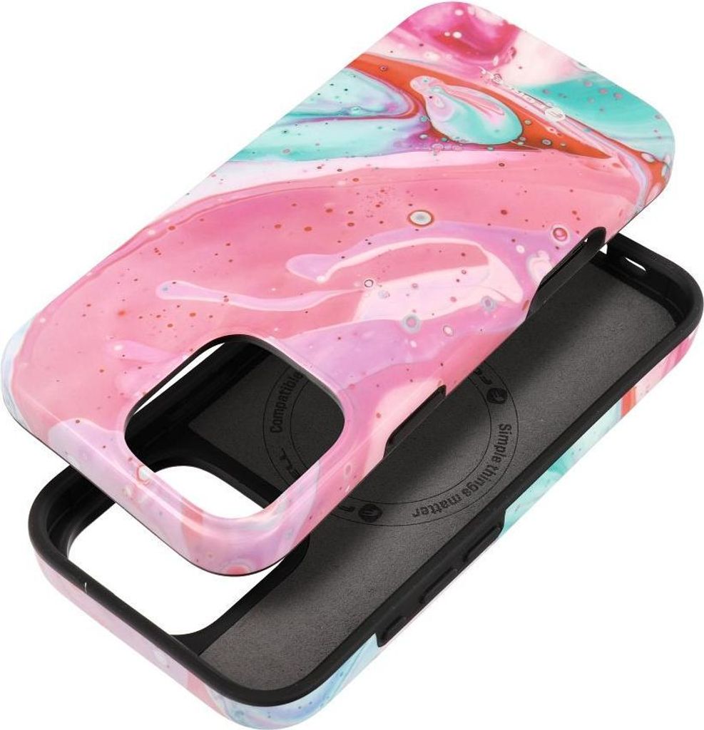 FORCELL F-PROTECT Mirage, Militärische Handyhülle kompatibel mit MagSafe passend für IPHONE 16 PRO MAX rosa Marmor