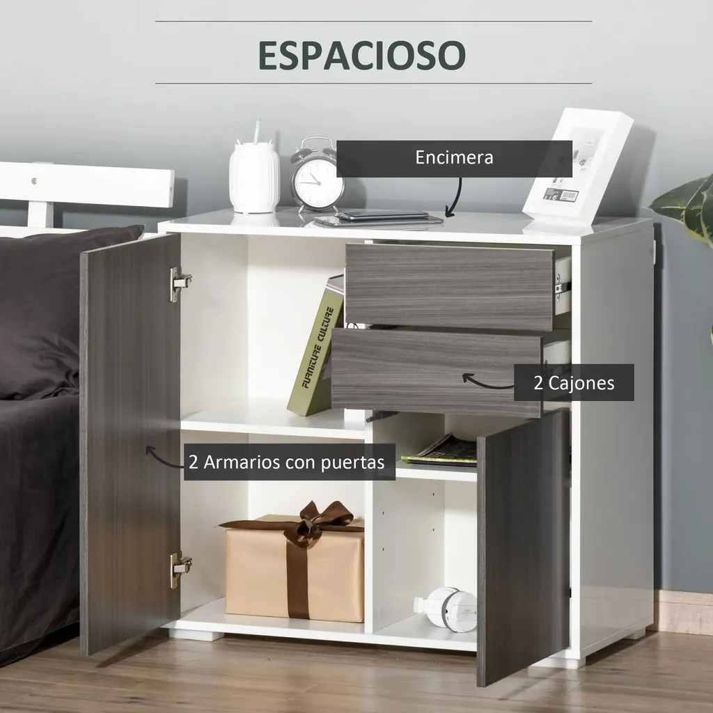 Buffet cuisine à tablette réglable 79x36x74cm rangement modulable - 4