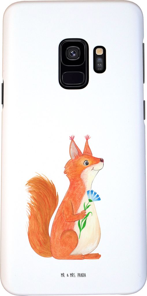 Mr. & Mrs. Panda Samsung Galaxy S9 Handyhülle Eichhörnchen Blume - Weiß - Geschenk, Eichhorn, Handy Schutzhülle, glücklich Spruch, Hülle, Han...
