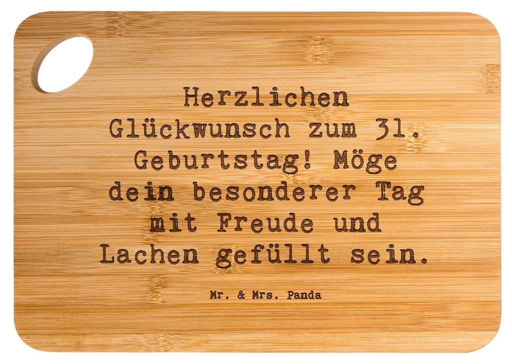 Mr. & Mrs. Panda Schneidebrett Spruch 31. Geburtstag - Produktbild 