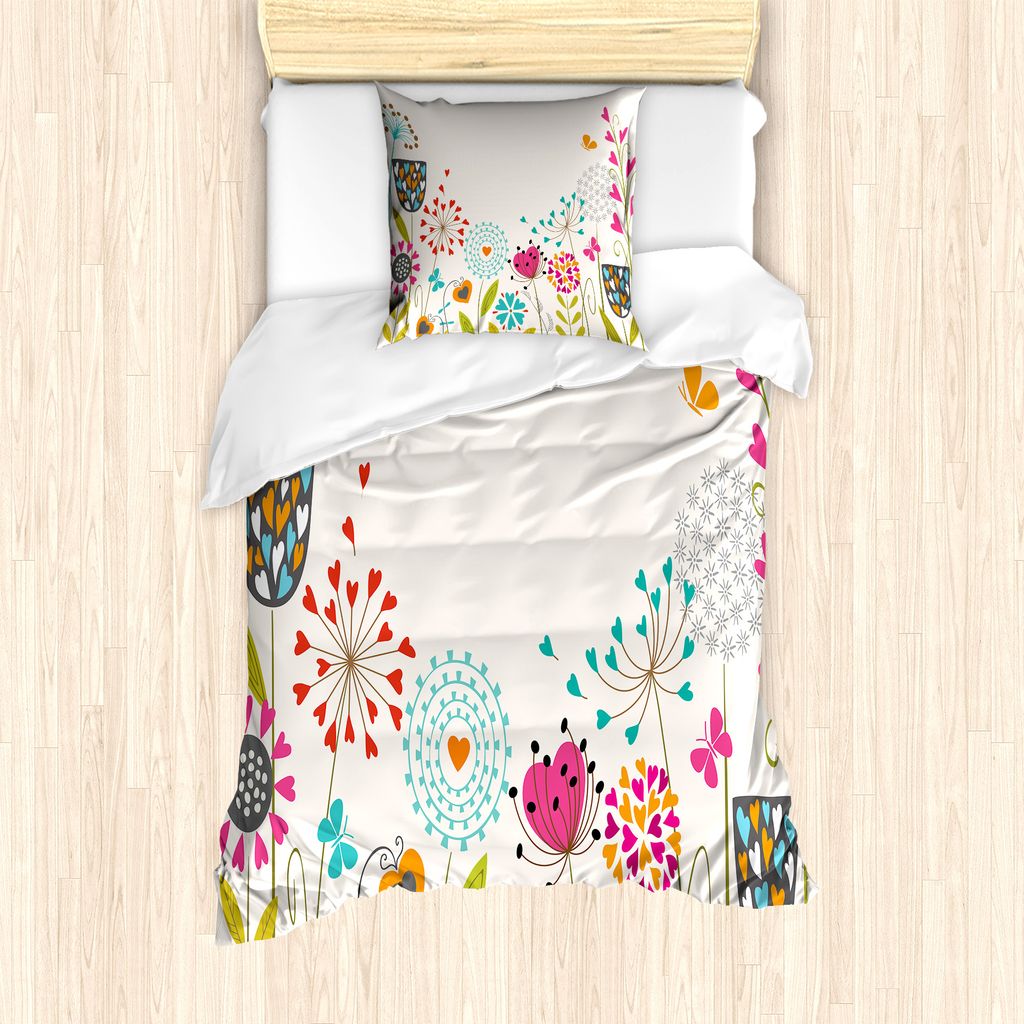 ABAKUHAUS Blumen Bettbezug Set für Einzelbetten, Deftige Löwenzahn-Samen, Milbensicher Allergiker geeignet mit Kissenbezug, 135 cm x 200 cm - 80 ...