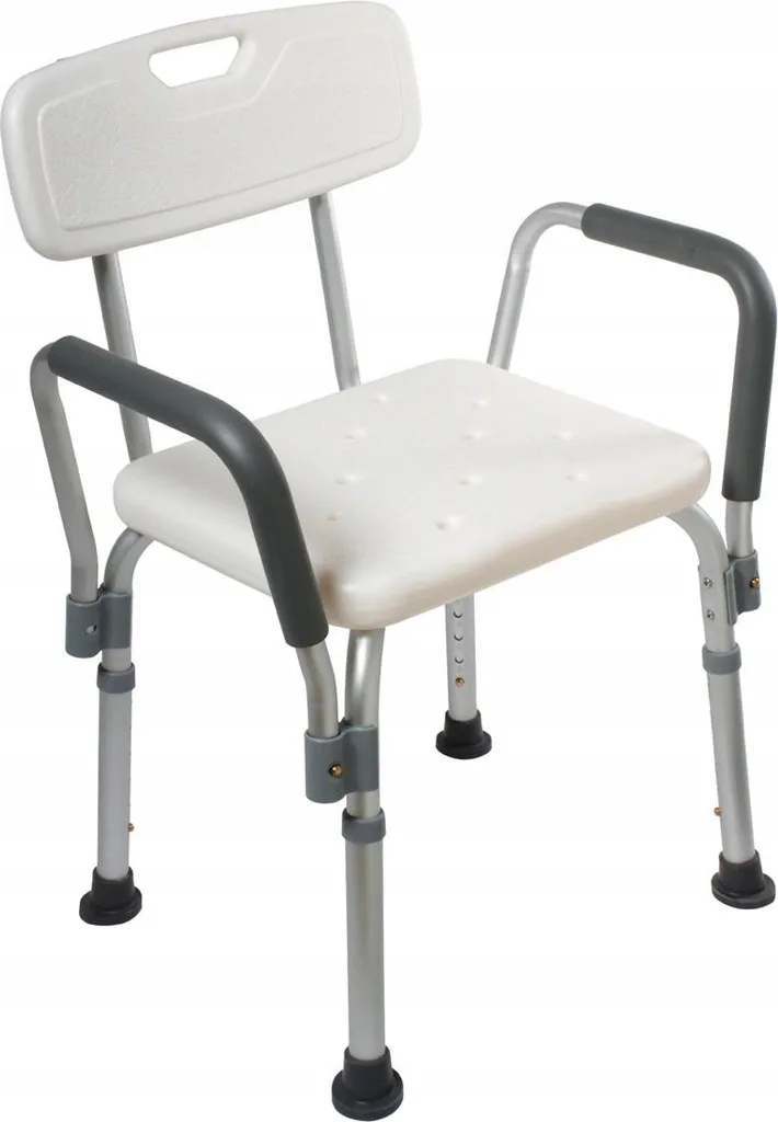 Tabouret de douche médical blanc avec dossier pour seniors et handicapés