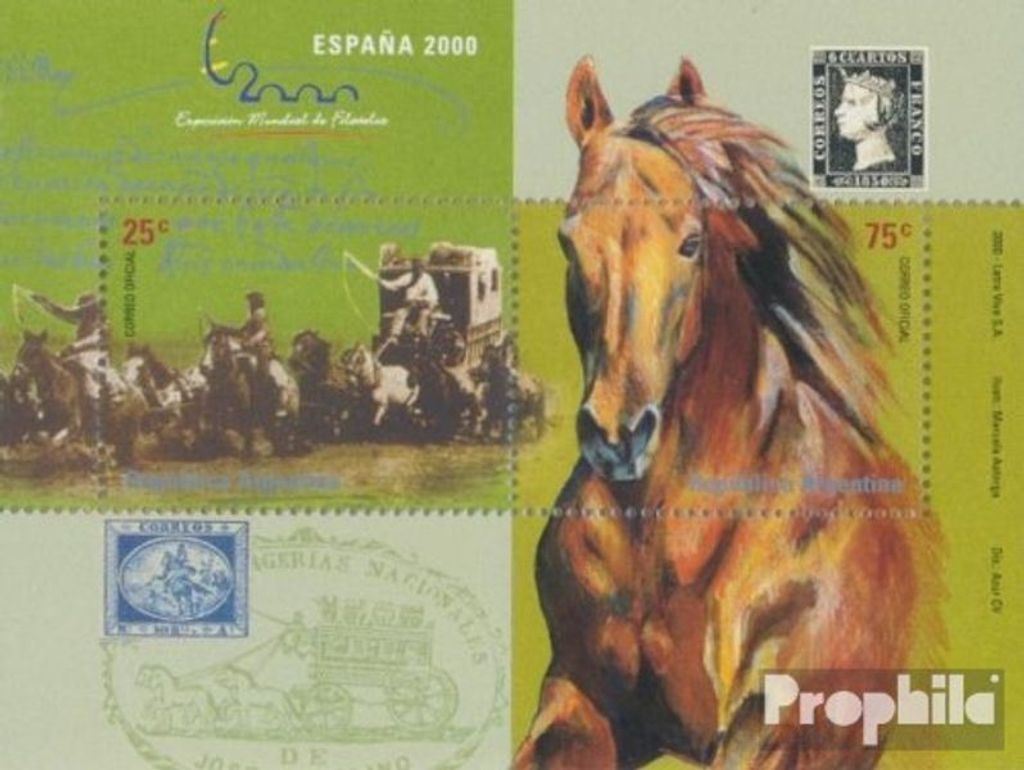 Briefmarken Argentinien 2000 Mi Block72 (kompl.Ausg.) postfrisch Postkutsche, Pferd