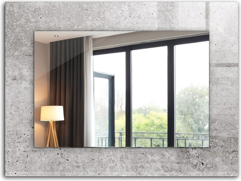 Bedruckter Spiegel - Wandspiegel - Dekorativer - Modern - 80x60 cm - Betonwandstruktur