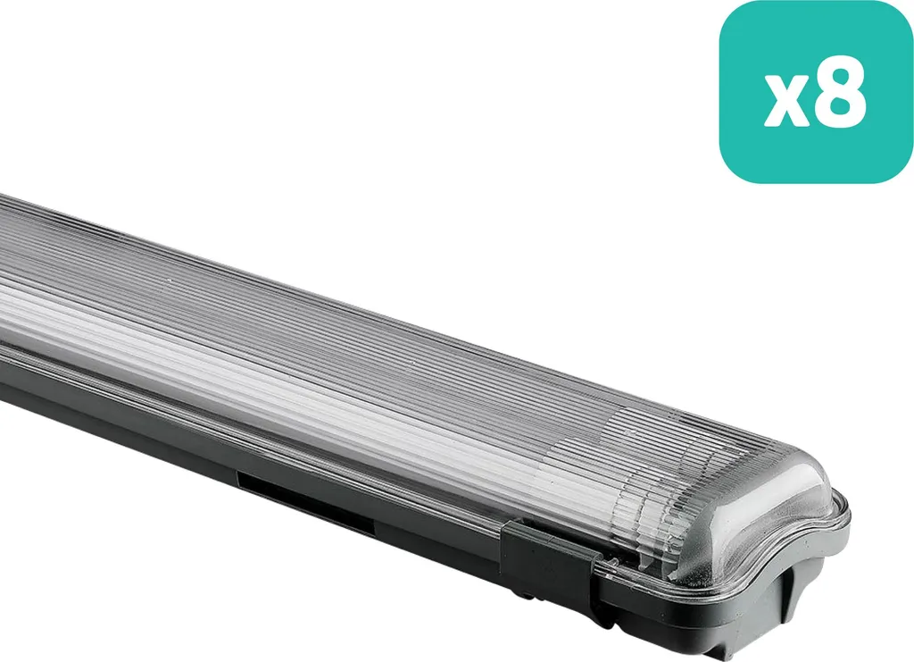 Solution Anti-Humidité Éclairage LED IP65 120cm - Pack 8 Barres 6400K
