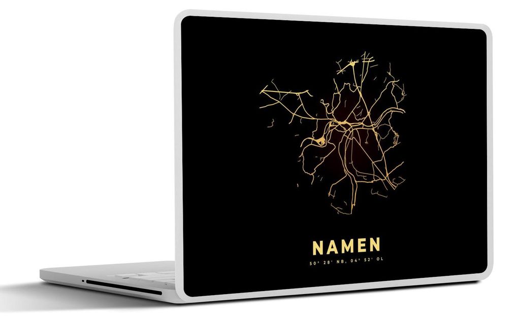 MuchoWow Laptop Aufkleber Sticker Cover Namur - Karte - Gold - Belgien - Stadtplan - Karte 31x22.5 cm - Laptop-Deko