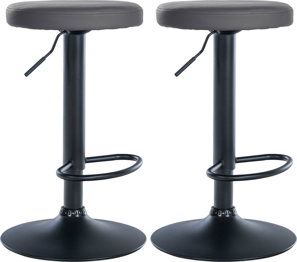CLP 2er Set Barhocker Ponte Kunstleder höhenverstellbar und drehbar Farbe:grau;Material Gestell:Metall matt schwarz