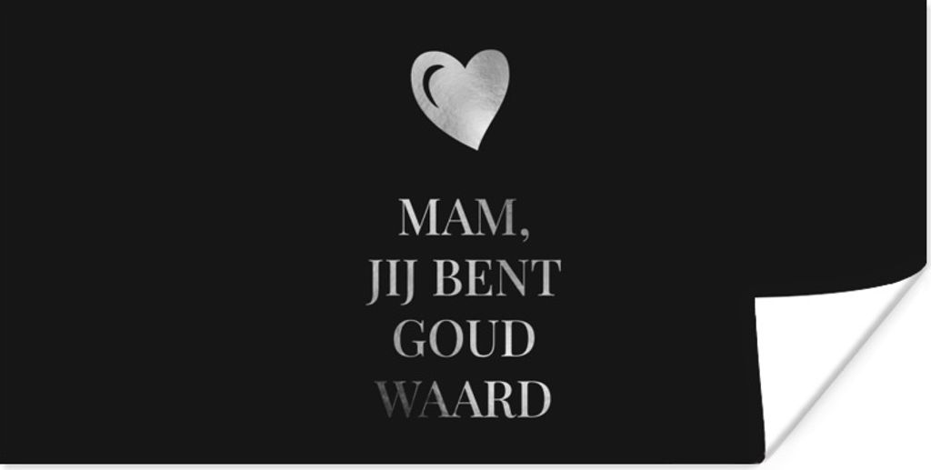 MuchoWow Poster Mama - Du bist Gold wert - Zitate - Muttertag - Schwarz und weiß 160x80 cm - Foto Poster