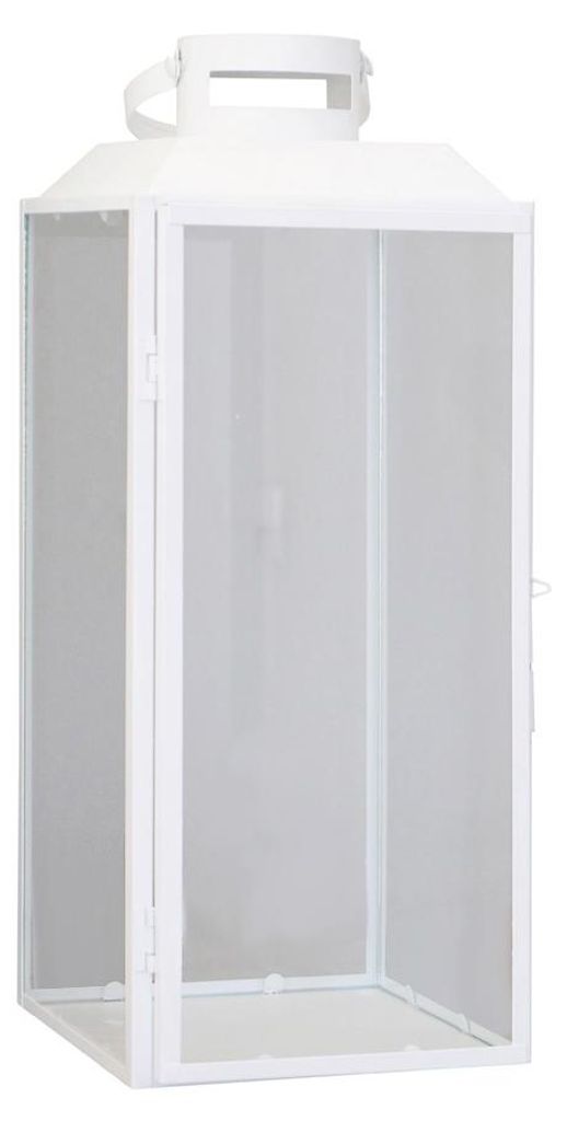 Laterne LIVING weiß aus Metall H42cm moderne Metalllaterne Produktbild 