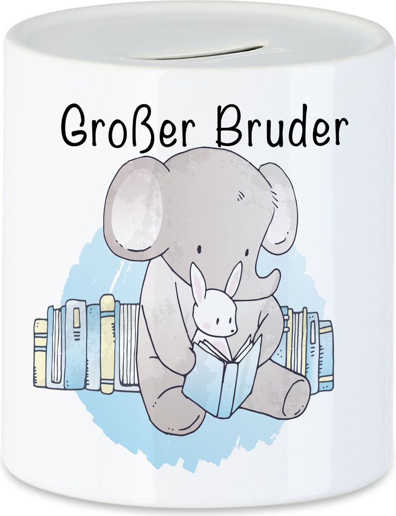 Großes Bruder Spardose Süßes Motiv Elefant Hase Schwangerschaft Geschenk Baby-News