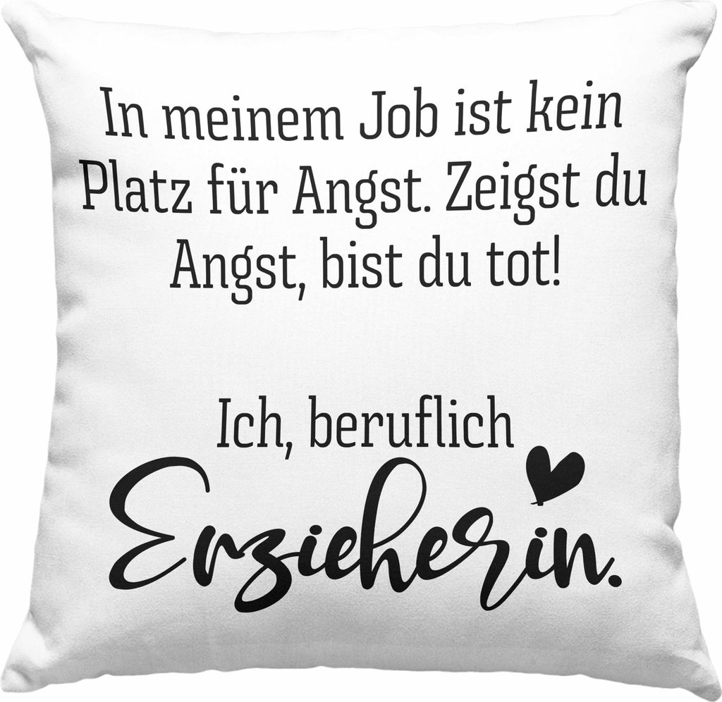 Trendation - Erzieherin Deko-Kissen mit Füllung 40x40 Geschenk Abschiedsgeschenk zum Abschied Lustig Geschenke Deko-Kissen mit Füllung 40x40 Kin...