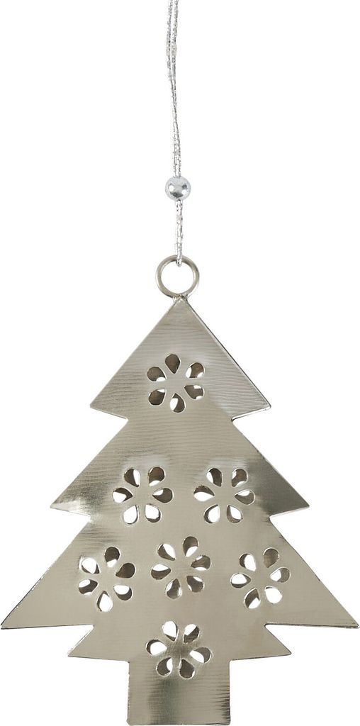 Weihnachtsanhänger Weihnachtsbaum Silber 10cm | handgefertigter Christbaumschmuck aus Metall | rustikale Weihnachtsdeko zum Aufhängen | Dekoanhä...