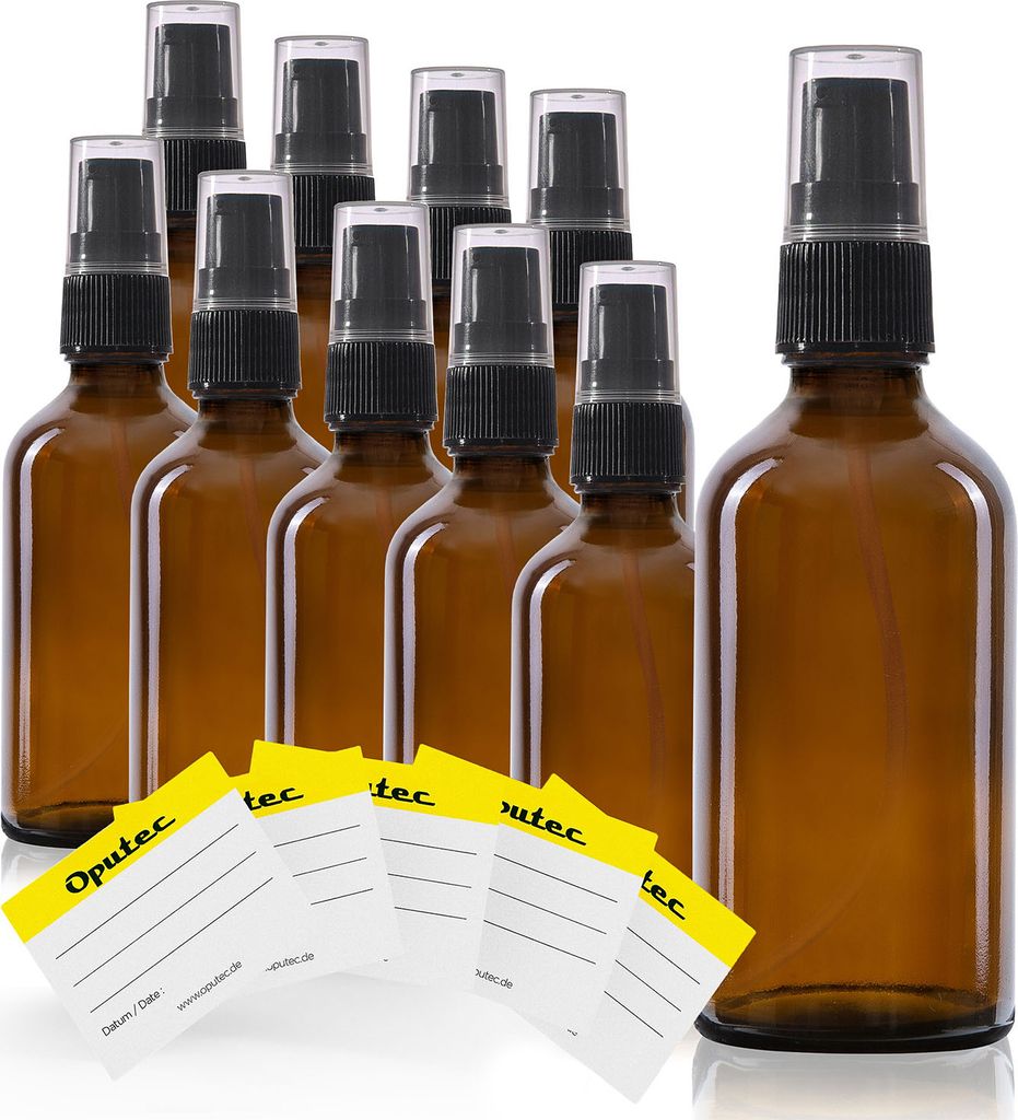 10 x 50ml flacon distributeur à pompe, flacon lotion, verre Image du produit 