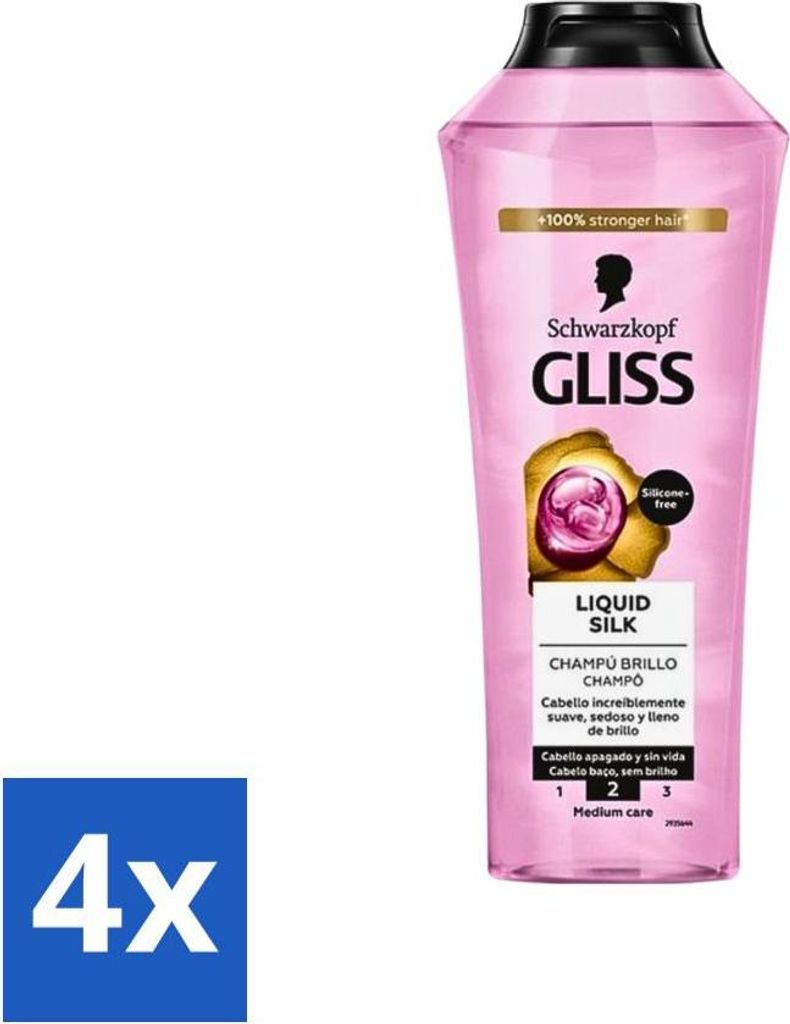 Gliss-Kur Shampoo - Flüssige Seide - Seidige Haarpflege - 400 ml - Vorteilspack - 4 Stücke