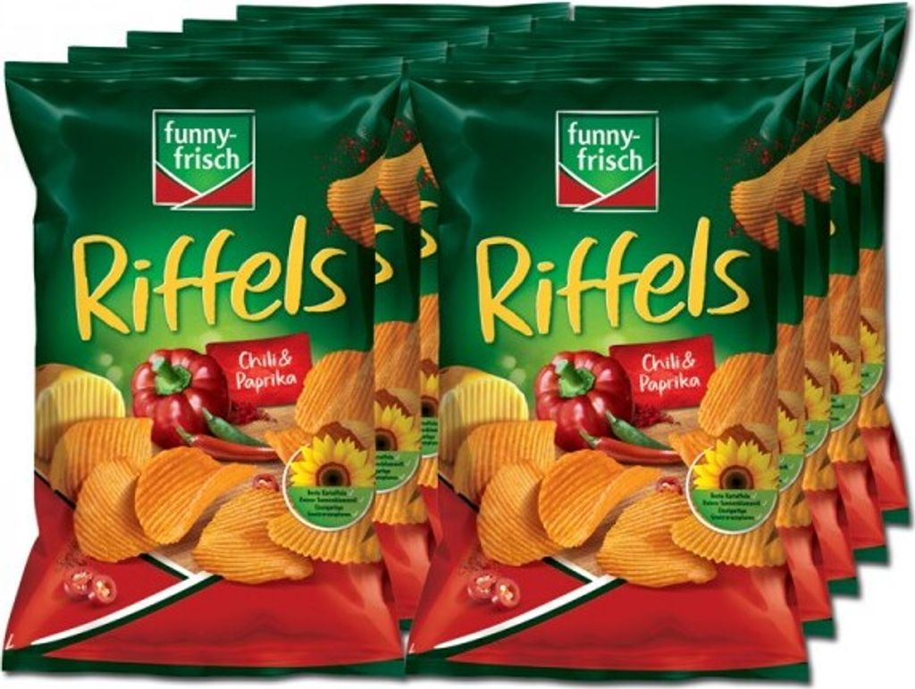 Funny Frisch Riffels Chili Paprika 150g Chips 10 Beutel Produktbild 