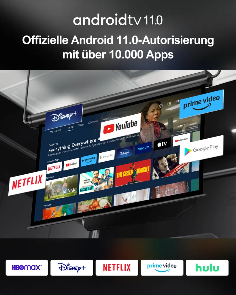 Poseidon E40 Beamer Full HD Native 1080P avec Android TV 11 et Netflix