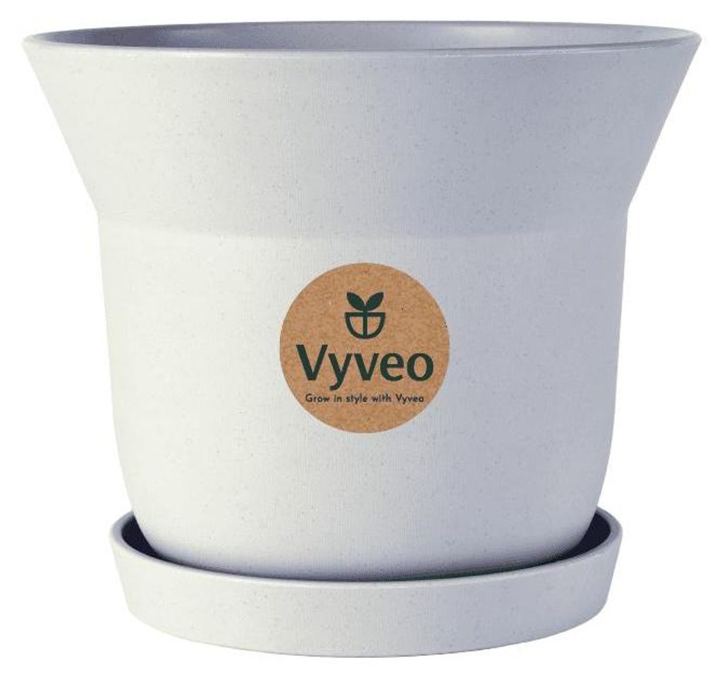 Vyveo - Blumentopf Aalta mit Untersetzer - Hellgrau - 15x13