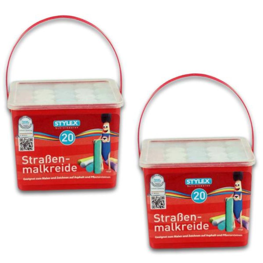 2x Straßenmalkreide Stylex 20ST eckig Eimer